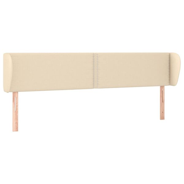 vidaXL Cabeceira de cama c/ abas tecido 203x23x78/88 cm creme
