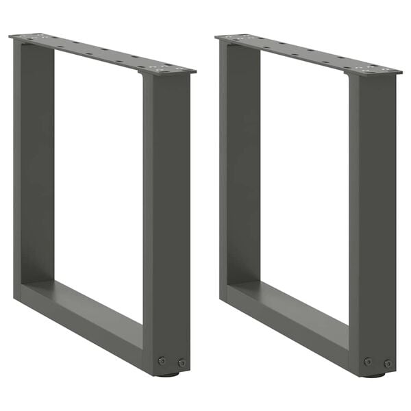 vidaXL P&eacute;s para mesa de centro em forma de U, 2 pe&ccedil;as, antracite, 50x (42-43) cm, a&ccedil;o