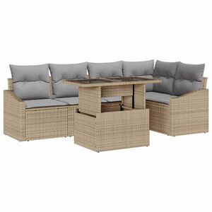 vidaXL Conjunto de Sof&aacute; de Jardim Ajust&aacute;vel 6 pcs Bege e Cinza Claro