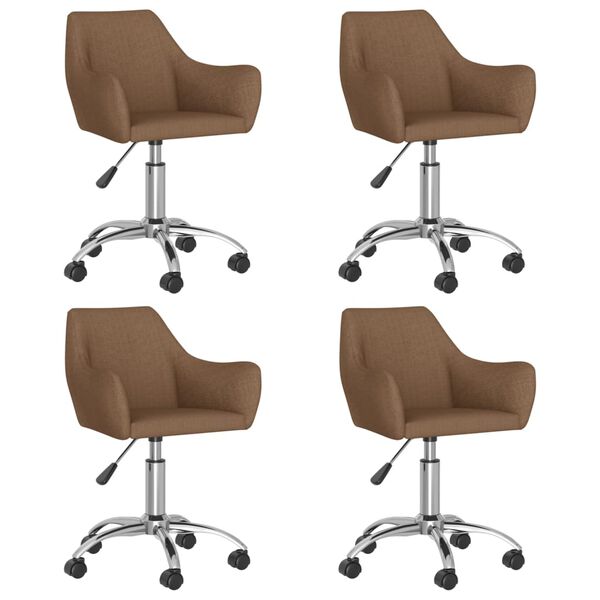 vidaXL Cadeiras de jantar girat&oacute;rias 4 pcs tecido castanho