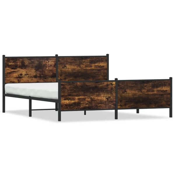 vidaXL Estrutura de cama sem colchão 183x213cm metal carvalho fumado