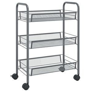 vidaXL Carrinho de cozinha c/ 3 prateleiras ferro 46x26x64 cm cinzento