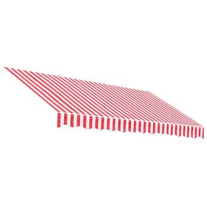 vidaXL Tecido de substitui&ccedil;&atilde;o para toldo vermelho e branco 3x2,5 m poli&eacute;ster
