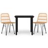 vidaXL 3 pcs conjunto de jantar para jardim vime PE
