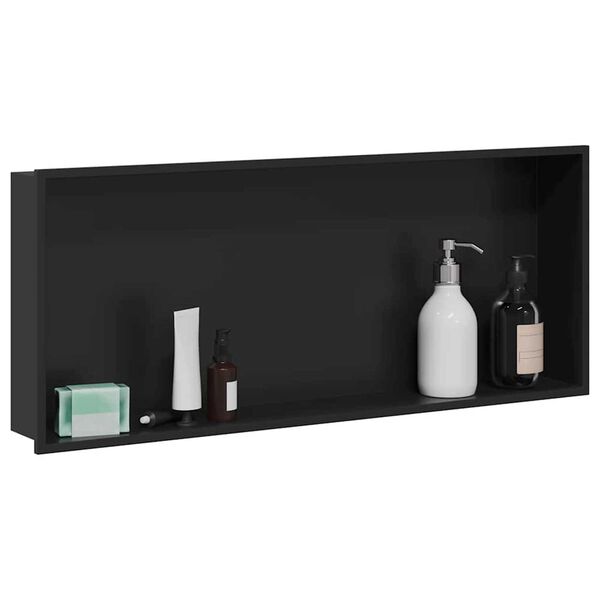 vidaXL Nichos de Chuveiro Preto 75 x 30 x 9.5 cm Aço inoxidável