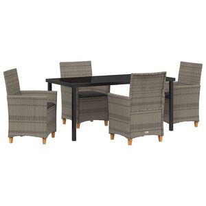 vidaXL Conjunto de Jantar para Jardim 5 pcs Cinzeto vime PE