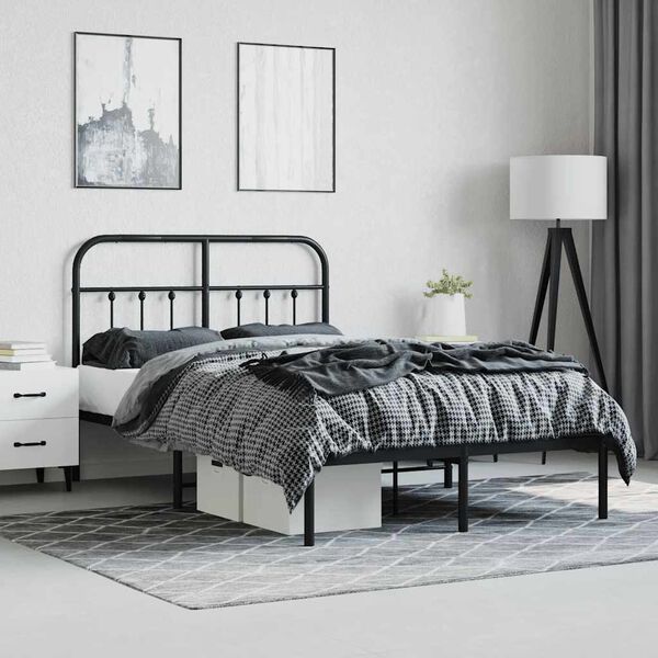 vidaXL Estrutura de cama com cabeceira 120x190 cm metal preto