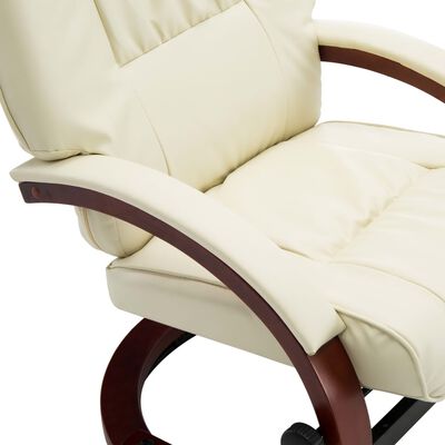 vidaXL Cadeira reclinável c/ apoio de pés couro artificial branco nata