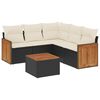 vidaXL 6 pcs conjunto sof&aacute;s de jardim c/ almofad&otilde;es vime PE preto