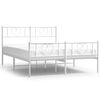 vidaXL Estrutura de cama com cabeceira e p&eacute;s 135x190 cm metal branco