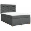 vidaXL Cama com molas/colch&atilde;o 160x200 cm tecido cinzento-escuro