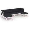 vidaXL 6 pcs conjunto lounge jardim c/ almofad&otilde;es pinho maci&ccedil;o branco