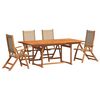 vidaXL 5 pcs conjunto de jantar para jardim ac&aacute;cia maci&ccedil;a e textilene