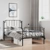 vidaXL Estrutura de cama com cabeceira e p&eacute;s 100x190 cm metal preto