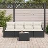 vidaXL Conjunto de Sof&aacute; de Jardim Preto 55 x 55 x 37 cm vime PE