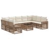 vidaXL Conjunto de Sof&aacute; de Jardim 10 pcs Bege e Branco Creme vime PE