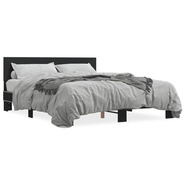 vidaXL Estrutura de cama 150x200 cm derivados de madeira/metal preto