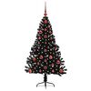vidaXL &Aacute;rvore de Natal Artificial Pr&eacute;-iluminada Preto 120 cm PVC