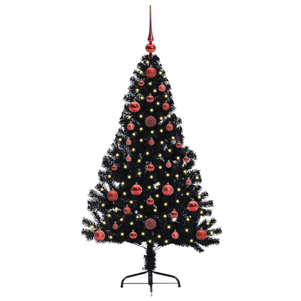 vidaXL &Aacute;rvore de Natal Artificial Pr&eacute;-iluminada Preto 120 cm PVC
