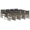 vidaXL 9 pcs conjunto de jantar p/ jardim c/ almofad&otilde;es vime PE cinza