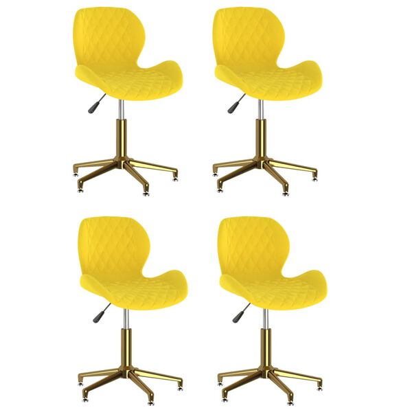 vidaXL Cadeiras de jantar girat&oacute;rias 4 pcs veludo amarelo