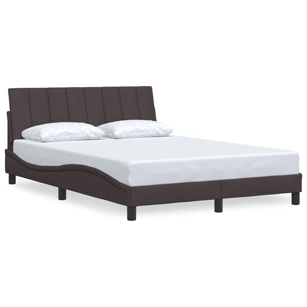 vidaXL Estrutura de cama sem colch&atilde;o Hanko 140x190 cm tecido castanho-escuro