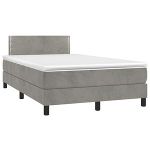 vidaXL Cama boxspring com colch&atilde;o 120x190 cm veludo cinzento-claro