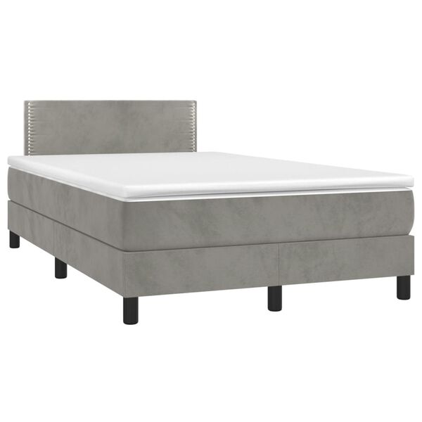 vidaXL Cama boxspring com colch&atilde;o 120x190 cm veludo cinzento-claro
