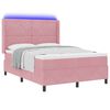 vidaXL Cama Box com luzes de tira LED Rosa 140 x 190 cm Veludo