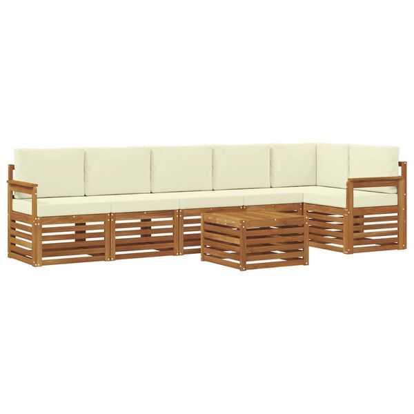 vidaXL Conjunto de Sof&aacute; Sectional com almofada 7 pcs Natural e Creme
