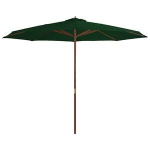 vidaXL Guarda-sol de exterior com poste em madeira 350 cm verde