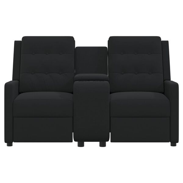 vidaXL Poltrona massagem 2 assentos reclin&aacute;vel c/ suporte copo preto