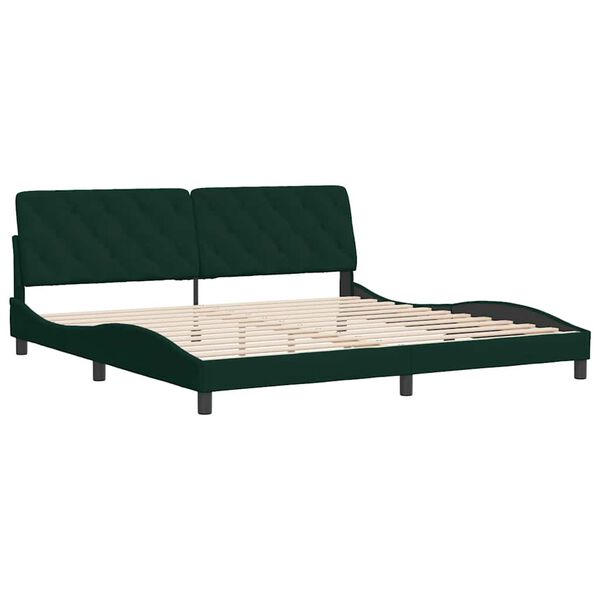 vidaXL Estrutura de cama sem colch&atilde;o 200x200 cm veludo verde-escuro