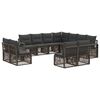 vidaXL Conjunto de Sof&aacute; de Jardim 11 unid. 11 lugar Cinzento vime PE