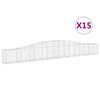vidaXL Cestos gabião arqueados 15pcs 400x30x40/60 cm ferro galvanizado