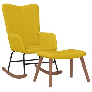 vidaXL Cadeira de baloi&ccedil;o com banco veludo amarelo mostarda