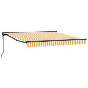 vidaXL Toldo Retr&aacute;til Amarelo e Branco 300 x 250 cm Alum&iacute;nio e Tecido