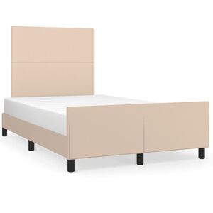 vidaXL Estrutura cama cabeceira 120x200 cm couro artificial cappuccino