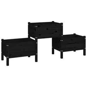 vidaXL Vaso/floreira 178,5x44x75 cm pinho maci&ccedil;o preto