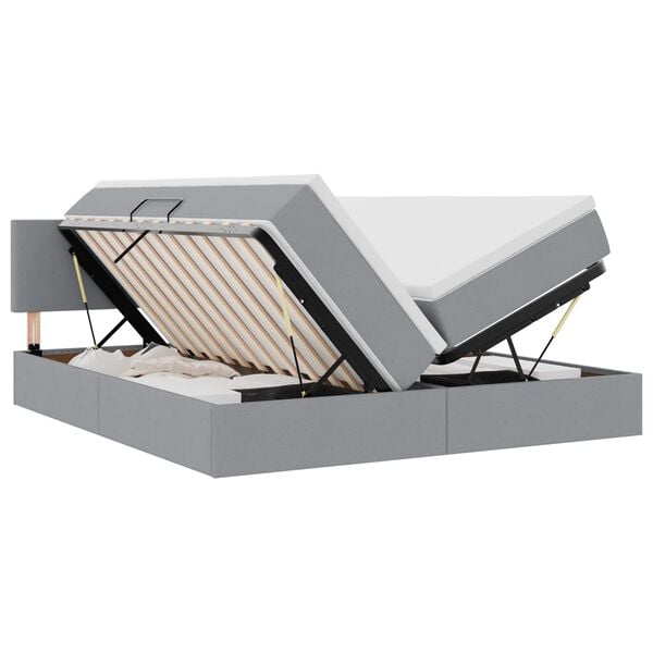 vidaXL Cama com Armazenamento com colch&atilde;o Cinzento-claro 180 x 200 cm