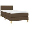vidaXL Cama box spring c/ colch&atilde;o/LED 90x190 cm tecido castanho-escuro
