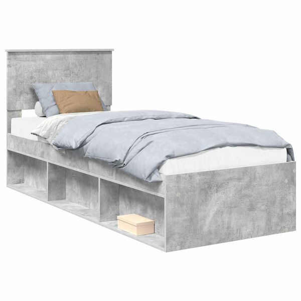 vidaXL Estrutura da Cama com cabeceira Cinza Concreto 75 x 190 cm