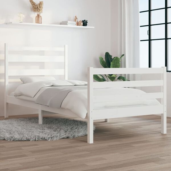vidaXL Estrutura de cama 100x200 cm pinho maciço branco