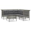 vidaXL 6 pcs conjunto lounge de jardim c/ almofad&otilde;es vime PE cinzento