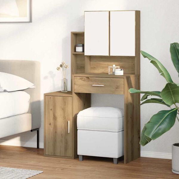 vidaXL Mesa de vestir com gaveta Carvalho Artesanal 80 x 35 x 132 cm