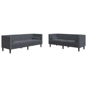 vidaXL Sof&aacute; de Sala de Estar 2 pcs Cinza Escuro 194 x 74,5 x 70,5 cm