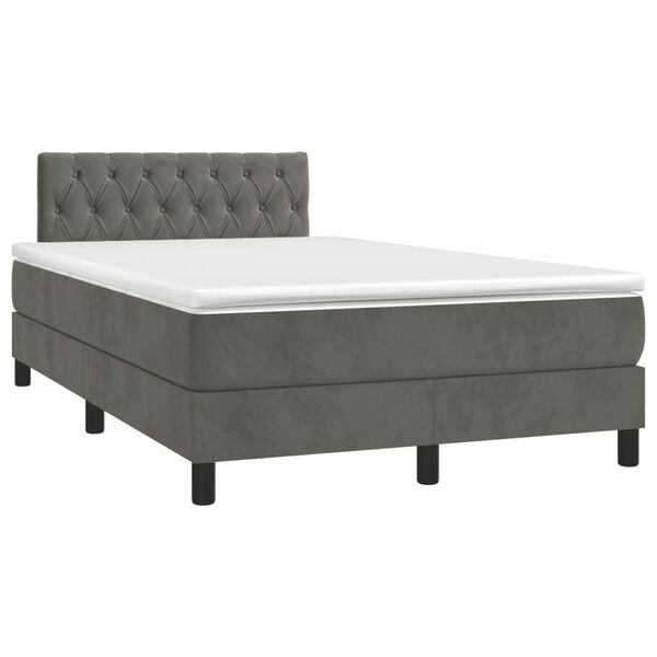 vidaXL Cama boxspring com colch&atilde;o 120x200 cm veludo cinzento-escuro