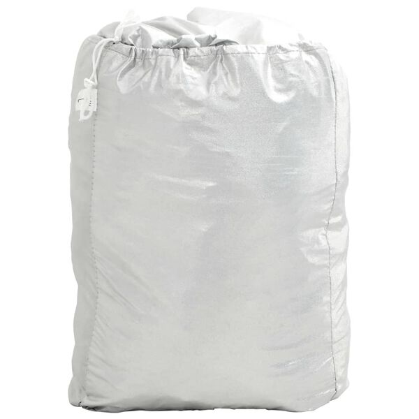 vidaXL Meia cobertura para carro com ganchos XL PEVA prateado