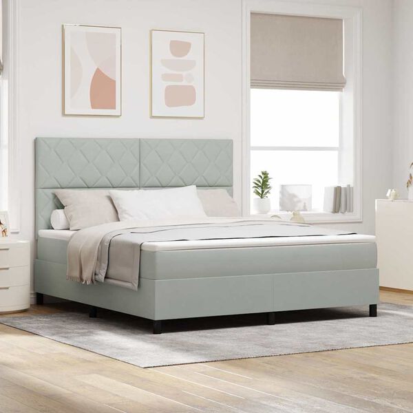 vidaXL Cama Box com colch&atilde;o Cinzento-claro 180 x 200 cm tecido