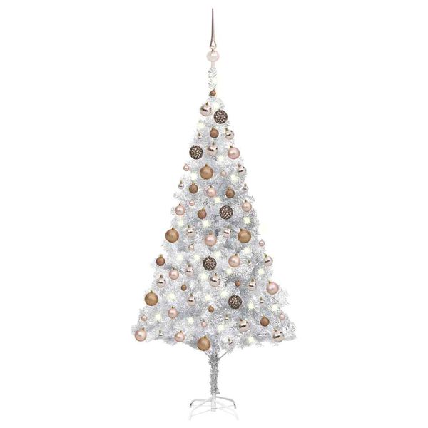 vidaXL &Aacute;rvore Natal artificial pr&eacute;-iluminada c/bola 180cm PET prateado